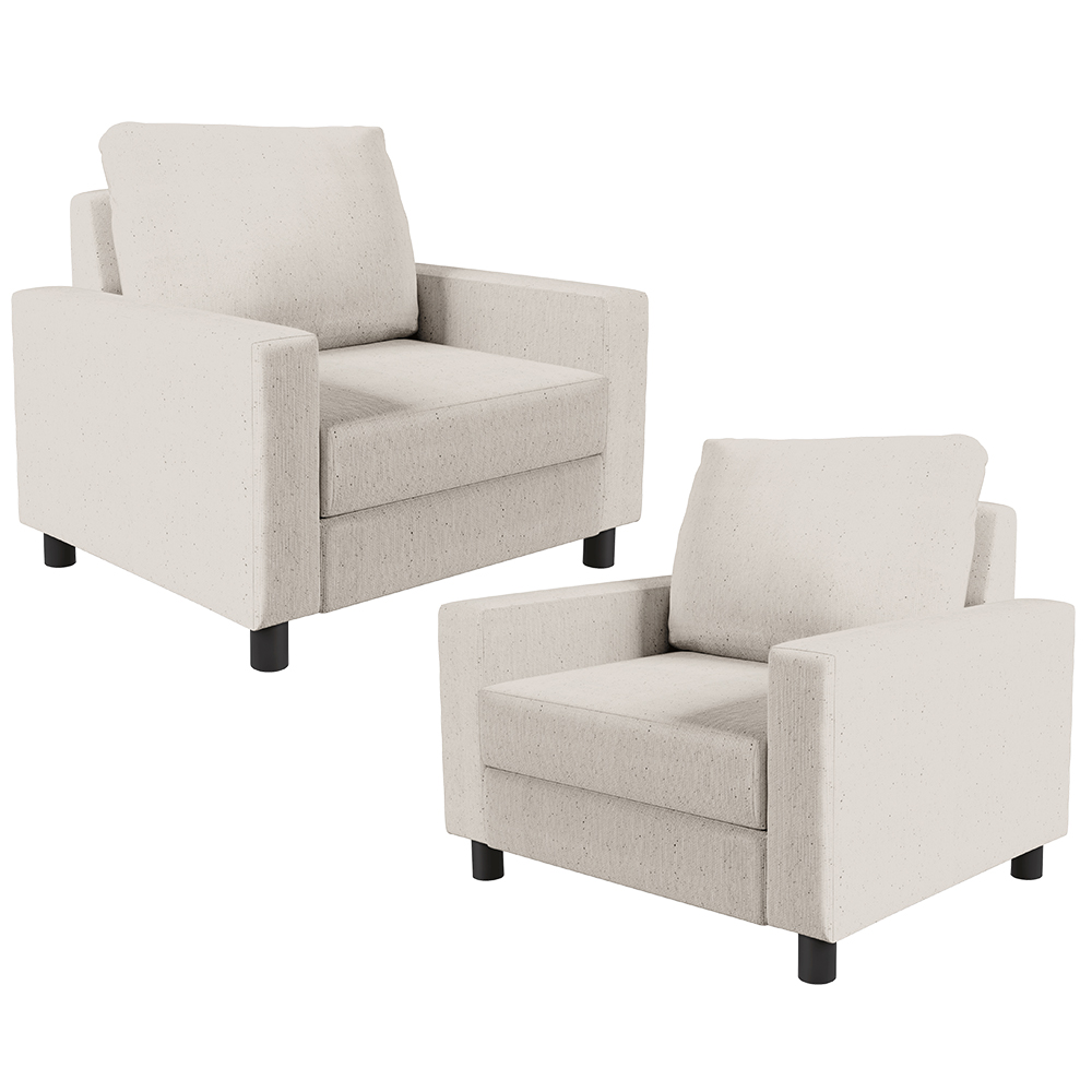 Kit 02 Poltronas Decorativas Para Sala De Estar E Recepção Malta L02 Linho Cru - Lyam Decor