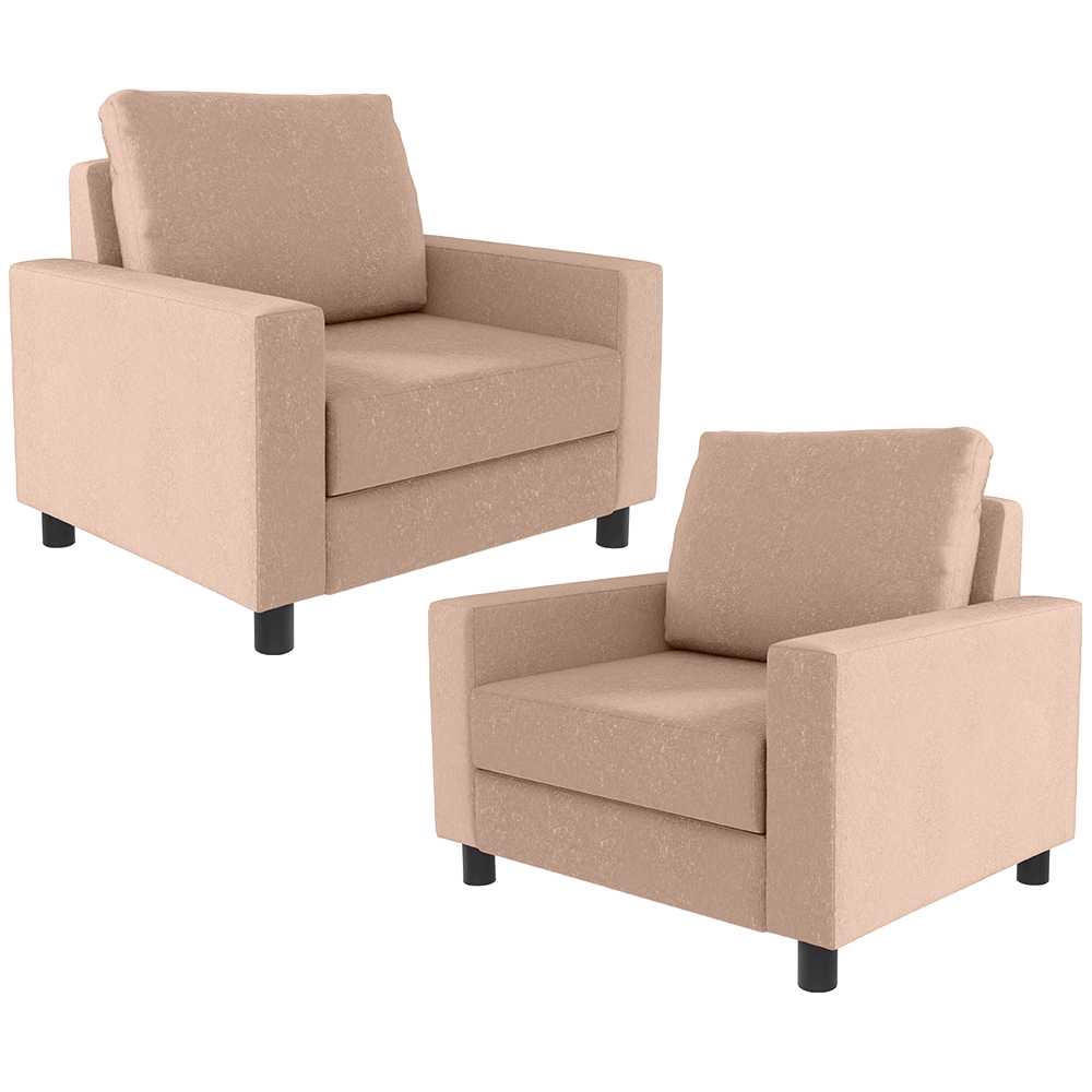 Kit 02 Poltronas Decorativas Para Sala De Estar E Recepção Malta L02 Linho Rosê - Lyam Decor