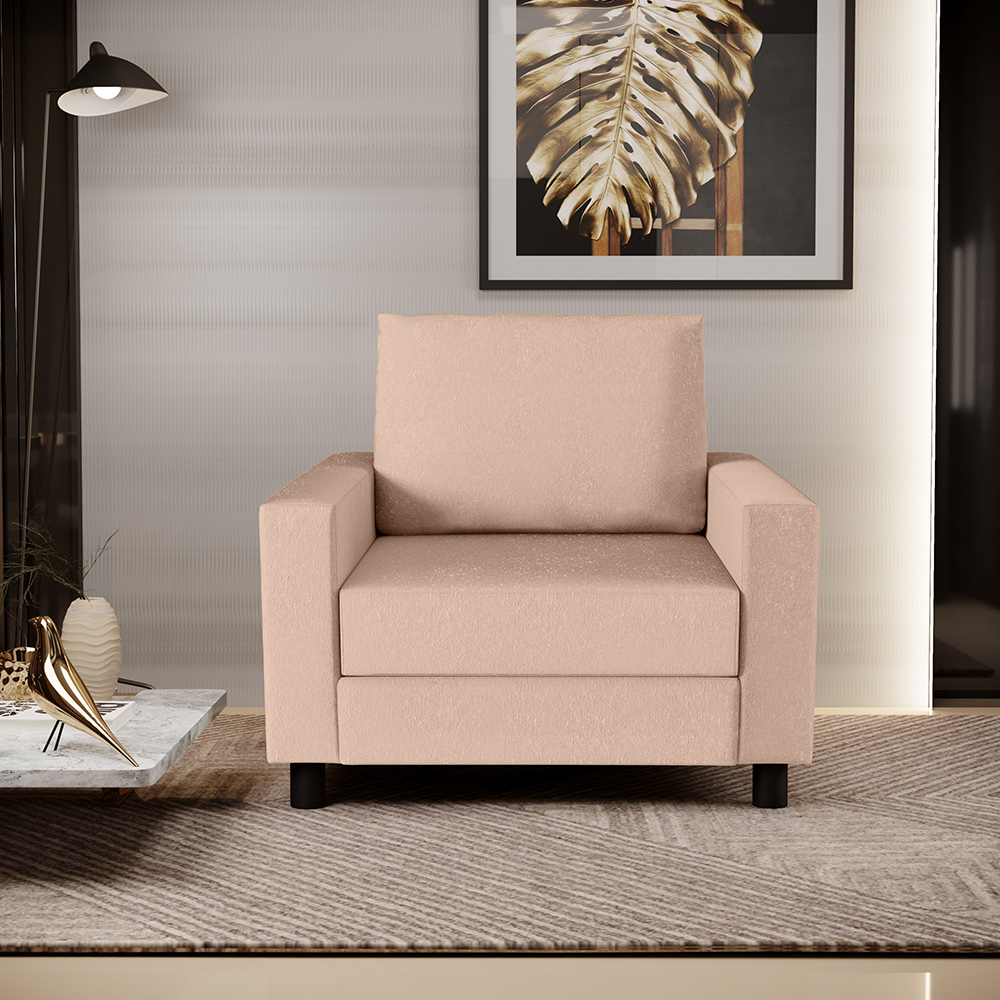 Kit 02 Poltronas Decorativas Para Sala De Estar E Recepção Malta L02 Linho Rosê - Lyam Decor