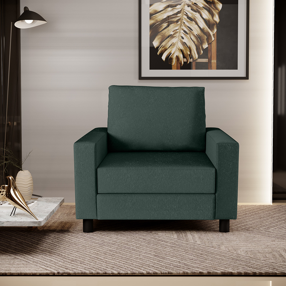 Kit 02 Poltronas Decorativas Para Sala De Estar E Recepção Malta L02 Linho Verde Musgo - Lyam Decor