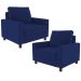 Kit 02 Poltronas Decorativas Para Sala De Estar E Recepção Malta L02 Suede Azul Marinho - Lyam Decor