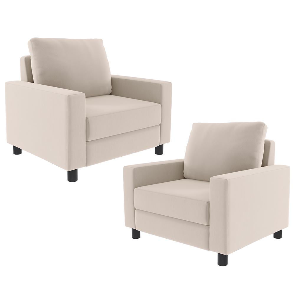 Kit 02 Poltronas Decorativas Para Sala De Estar E Recepção Malta L02 Suede Bege - Lyam Decor