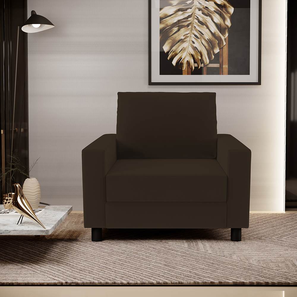 Kit 02 Poltronas Decorativas Para Sala De Estar E Recepção Malta L02 Suede Marrom - Lyam Decor
