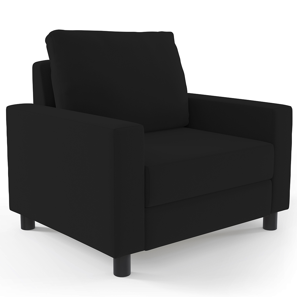 Kit 02 Poltronas Decorativas Para Sala De Estar E Recepção Malta L02 Suede Preto - Lyam Decor