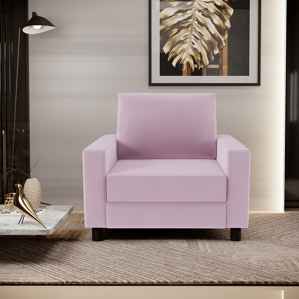 Kit 02 Poltronas Decorativas Para Sala De Estar E Recepção Malta L02 Suede Rosê - Lyam Decor