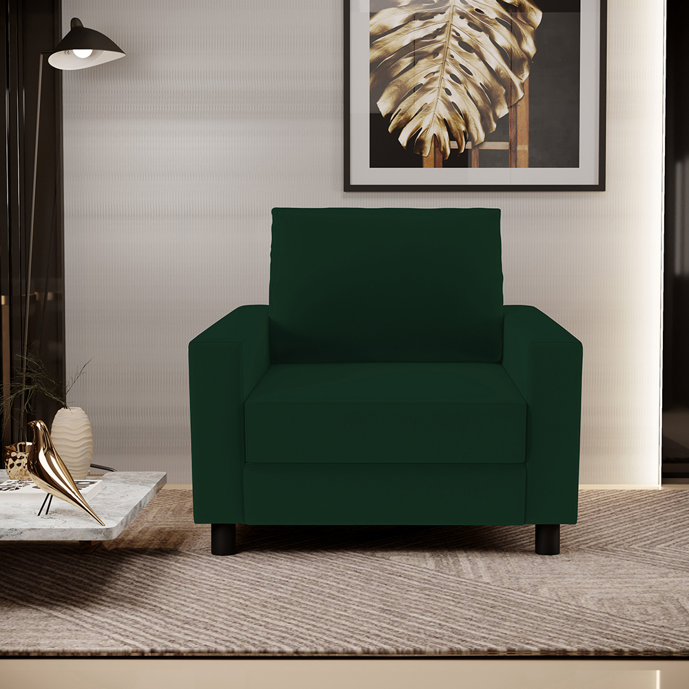 Kit 02 Poltronas Decorativas Para Sala De Estar E Recepção Malta L02 Suede Verde Musgo - Lyam Decor