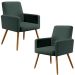 Kit 02 Poltronas Decorativas Para Sala Estar Maria W01 Pés Palito Linho Verde Musgo - Lyam Decor