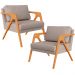 Kit 02 Poltronas Decorativas Para Sala Estar Pietra Estrutura De Madeira L02 Linho Bege - Lyam Decor
