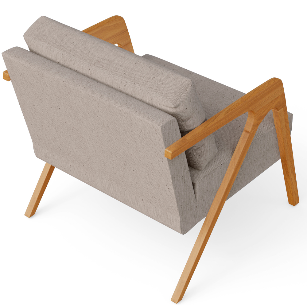 Kit 02 Poltronas Decorativas Para Sala Estar Pietra Estrutura De Madeira L02 Linho Bege - Lyam Decor