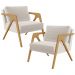 Kit 02 Poltronas Decorativas Para Sala Estar Pietra Estrutura De Madeira L02 Linho Cru - Lyam Decor