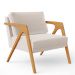 Kit 02 Poltronas Decorativas Para Sala Estar Pietra Estrutura De Madeira L02 Linho Cru - Lyam Decor