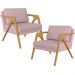 Kit 02 Poltronas Decorativas Para Sala Estar Pietra Estrutura De Madeira L02 Suede Rosê - Lyam Decor