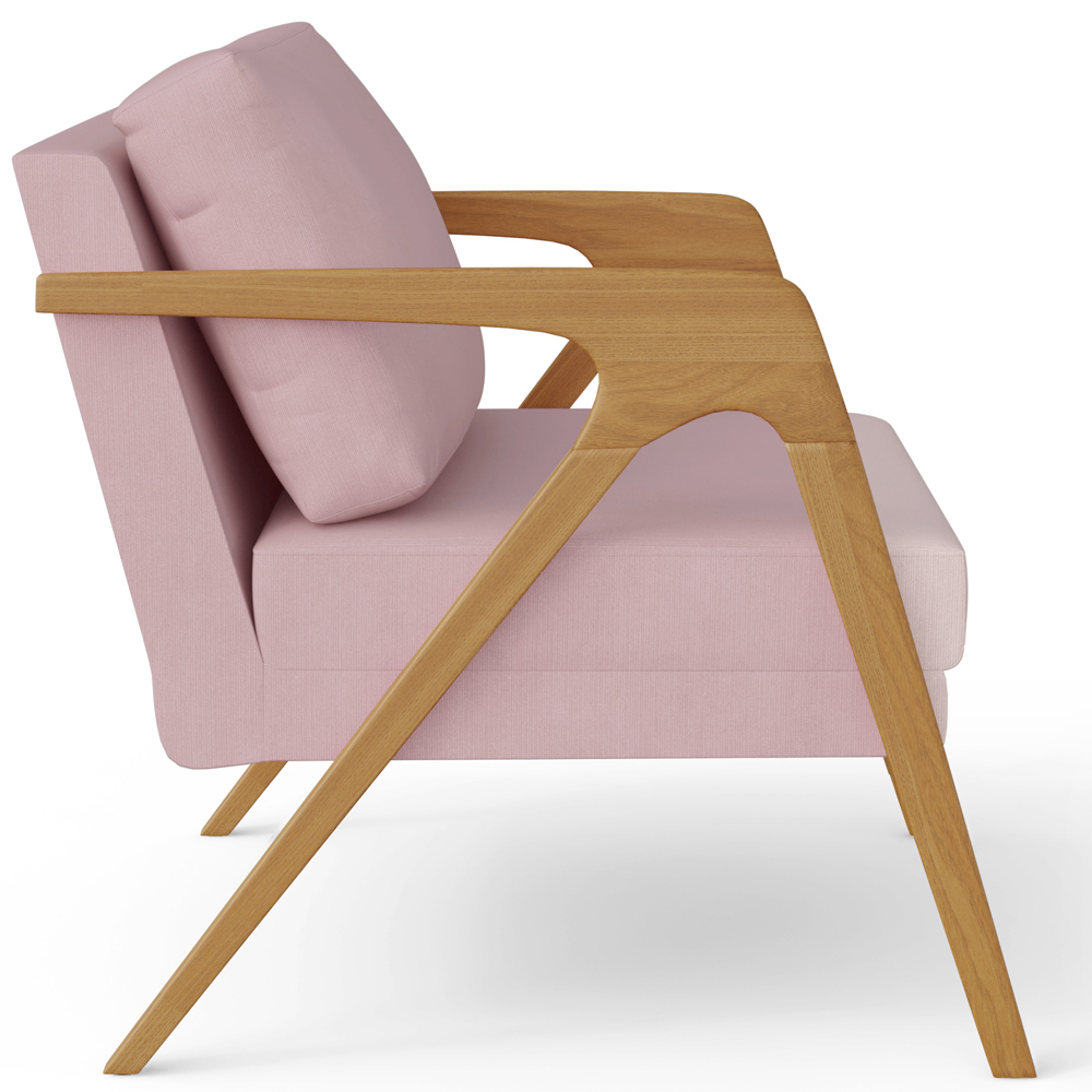 Kit 02 Poltronas Decorativas Para Sala Estar Pietra Estrutura De Madeira L02 Suede Rosê - Lyam Decor