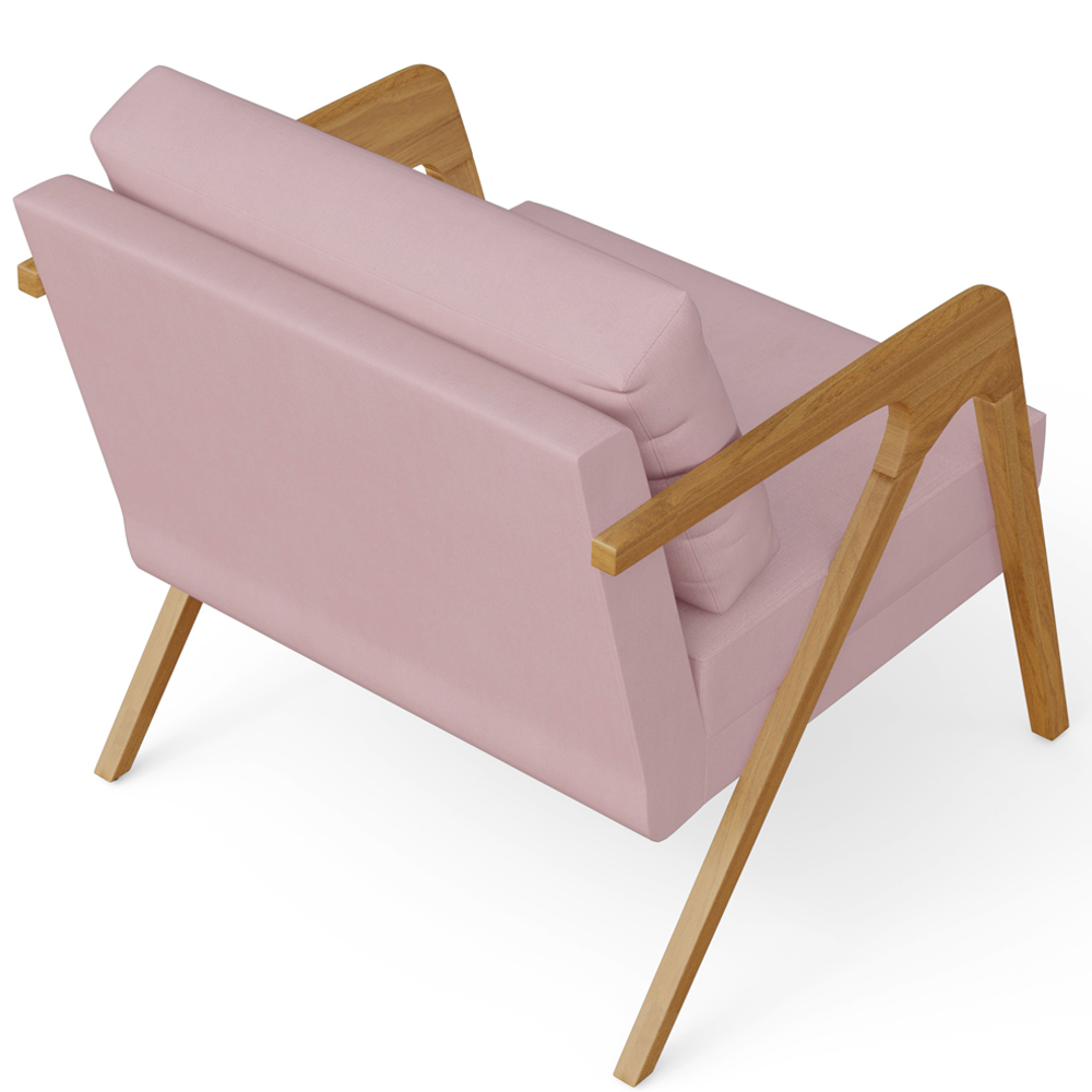 Kit 02 Poltronas Decorativas Para Sala Estar Pietra Estrutura De Madeira L02 Suede Rosê - Lyam Decor