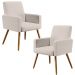 Kit 02 Poltronas Decorativas Para Sala Estar e Recepção Maria W01 Pés Palito Linho Cru - Lyam Decor