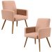 Kit 02 Poltronas Decorativas Para Sala Estar e Recepção Maria W01 Pés Palito Linho Rosê - Lyam Decor
