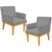 Kit 02 Poltronas Decorativas Para Sala de Estar Base Mel Beatriz W01 Corano Cinza - Lyam Decor
