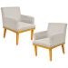 Kit 02 Poltronas Decorativas Para Sala de Estar Base Mel Beatriz W01 Suede Bege - Lyam Decor
