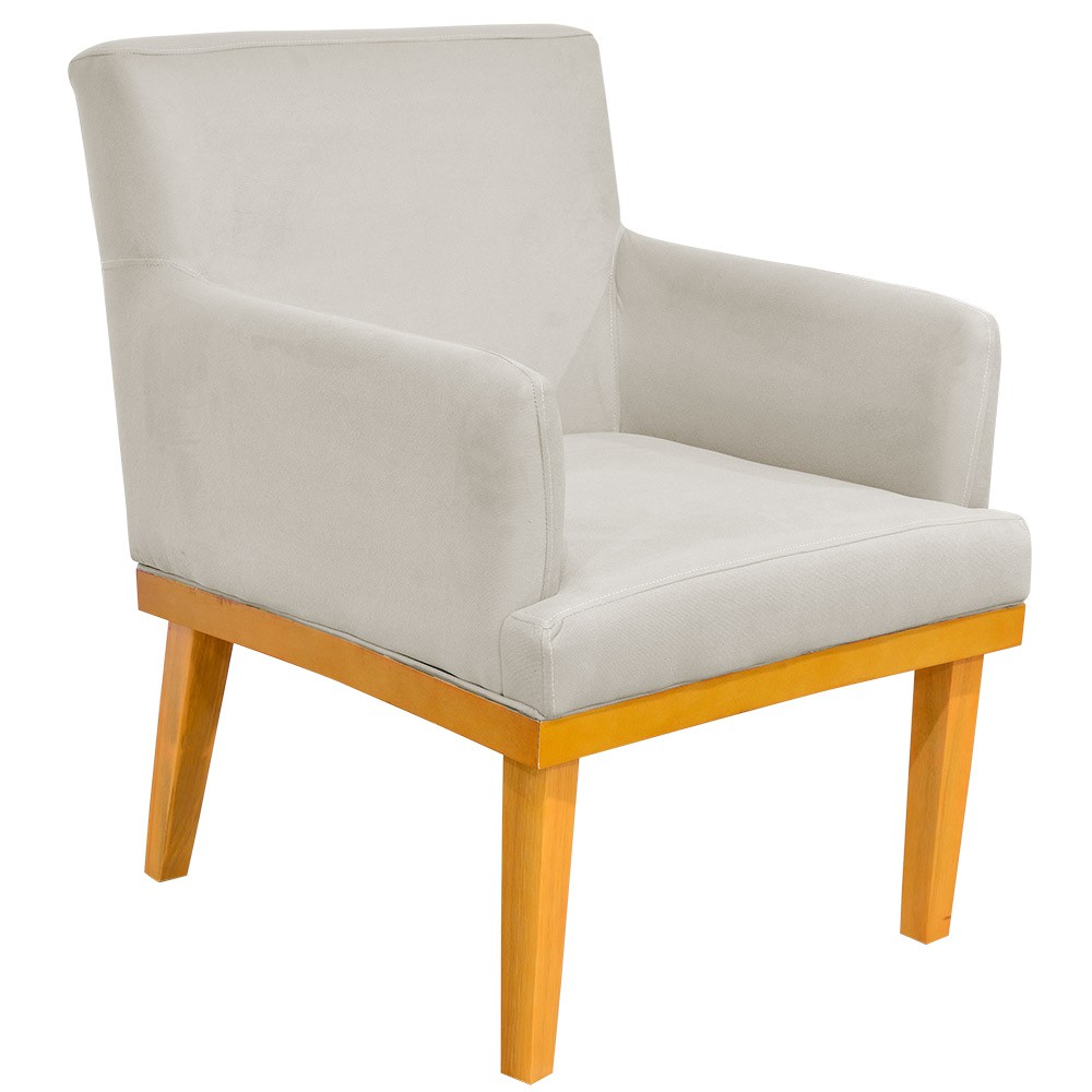 Kit 02 Poltronas Decorativas Para Sala de Estar Base Mel Beatriz W01 Suede Bege - Lyam Decor