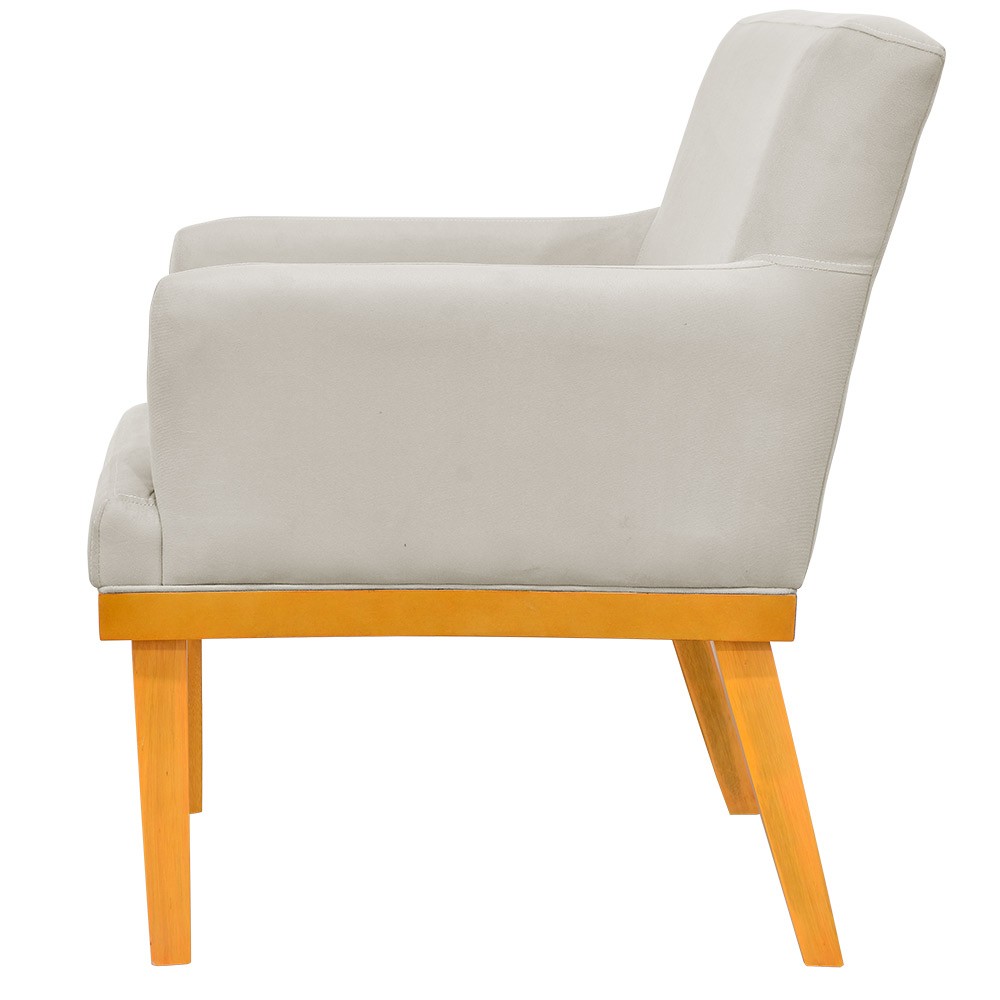 Kit 02 Poltronas Decorativas Para Sala de Estar Base Mel Beatriz W01 Suede Bege - Lyam Decor