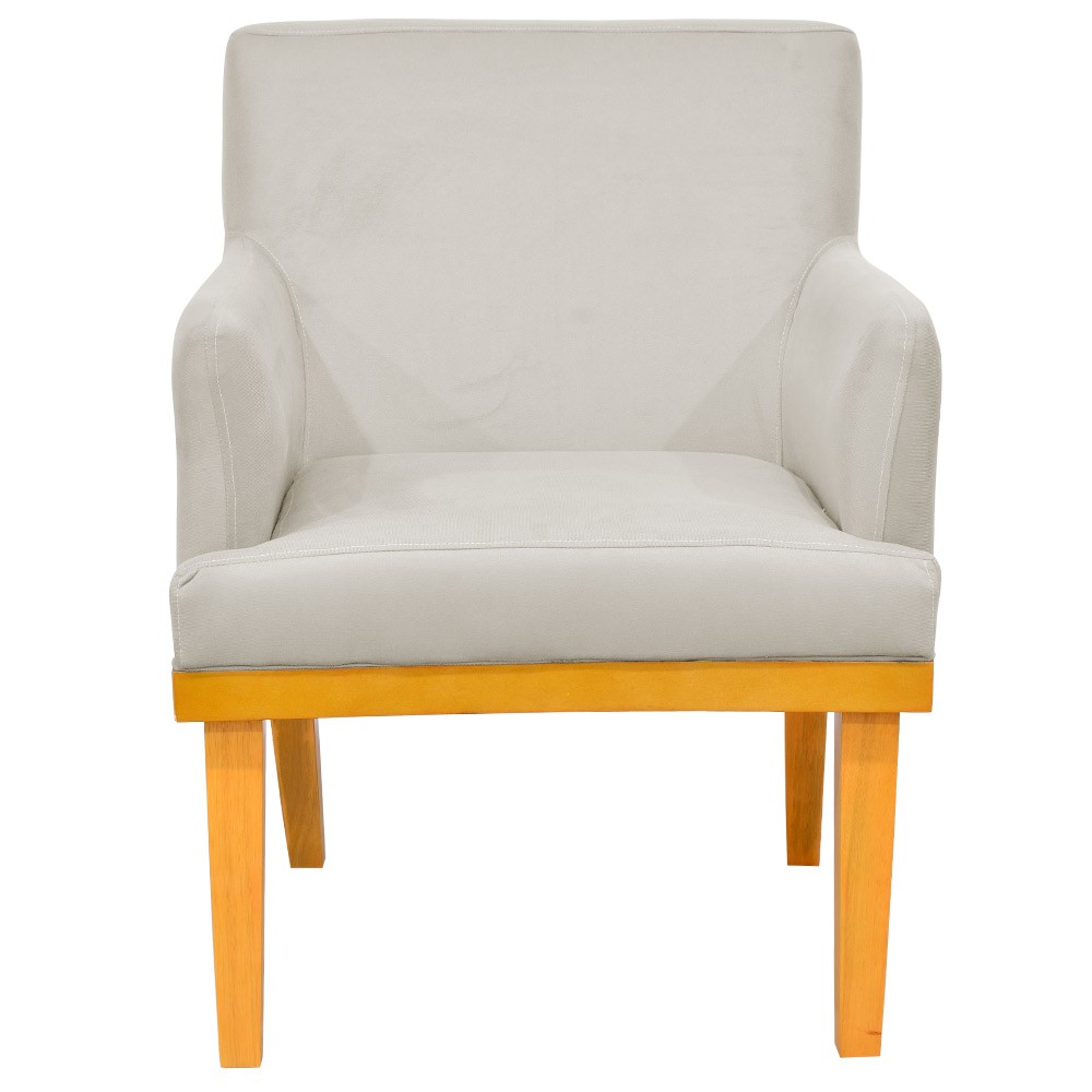 Kit 02 Poltronas Decorativas Para Sala de Estar Base Mel Beatriz W01 Suede Bege - Lyam Decor