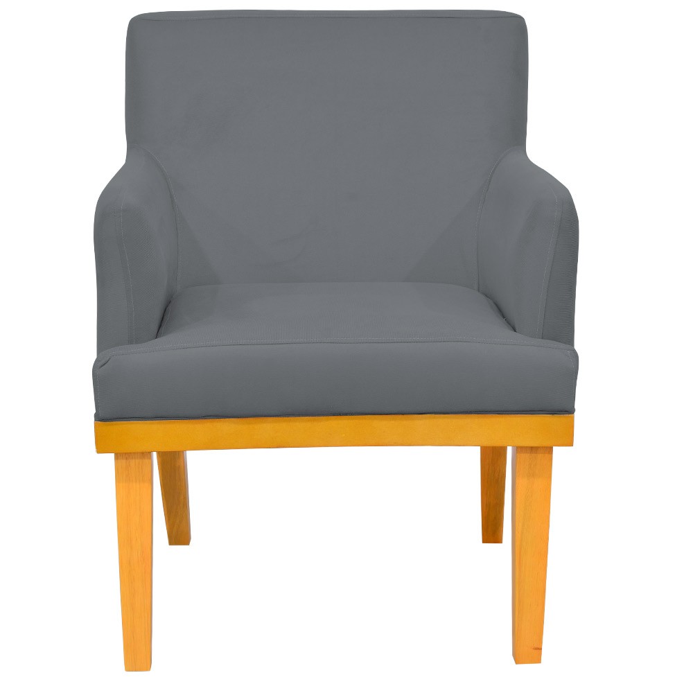 Kit 02 Poltronas Decorativas Para Sala de Estar Base Mel Beatriz W01 Suede Cinza - Lyam Decor