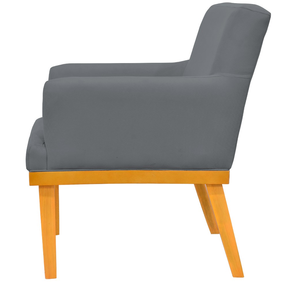 Kit 02 Poltronas Decorativas Para Sala de Estar Base Mel Beatriz W01 Suede Cinza - Lyam Decor