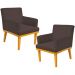 Kit 02 Poltronas Decorativas Para Sala de Estar Base Mel Beatriz W01 Suede Marrom - Lyam Decor