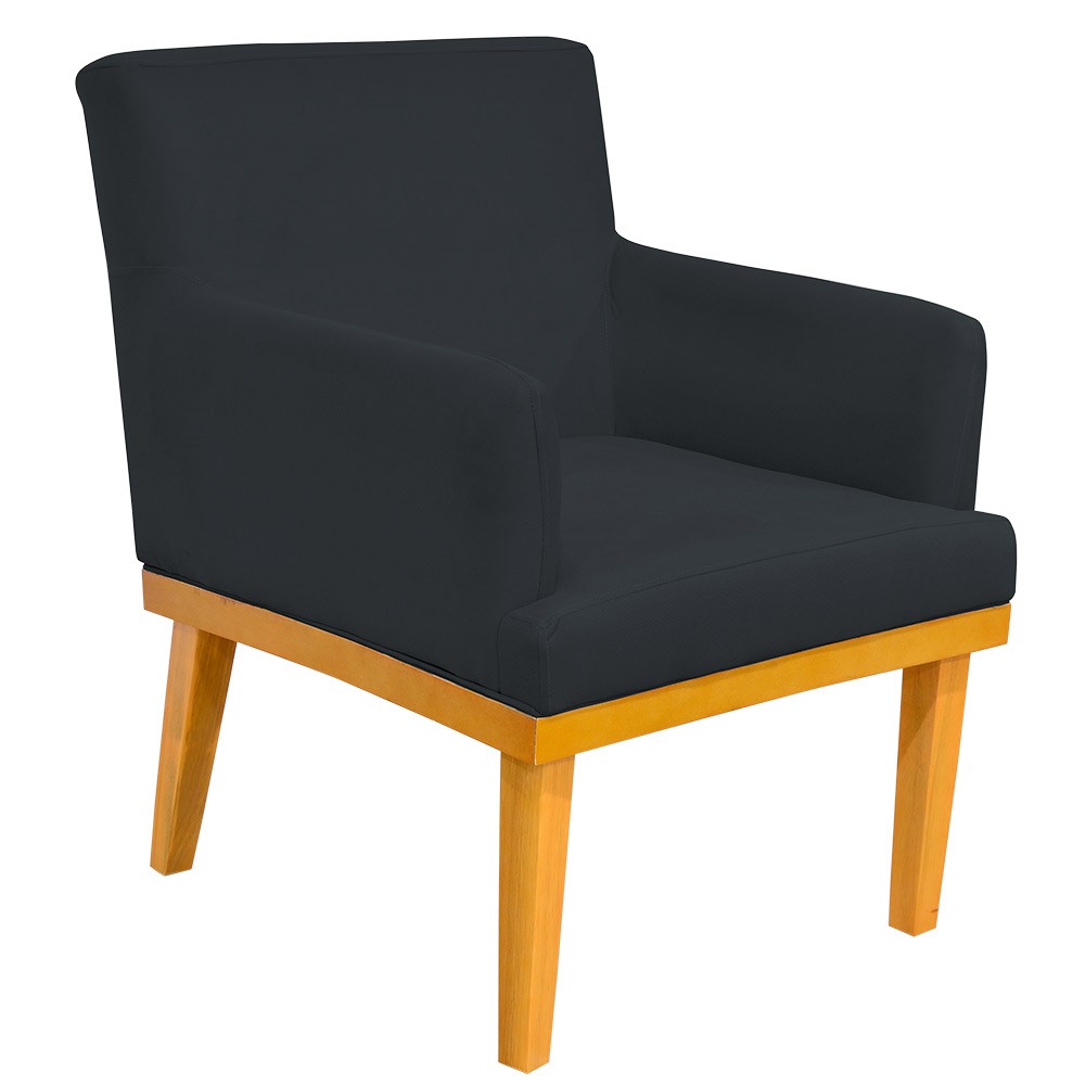 Kit 02 Poltronas Decorativas Para Sala de Estar Base Mel Beatriz W01 Suede Preto - Lyam Decor