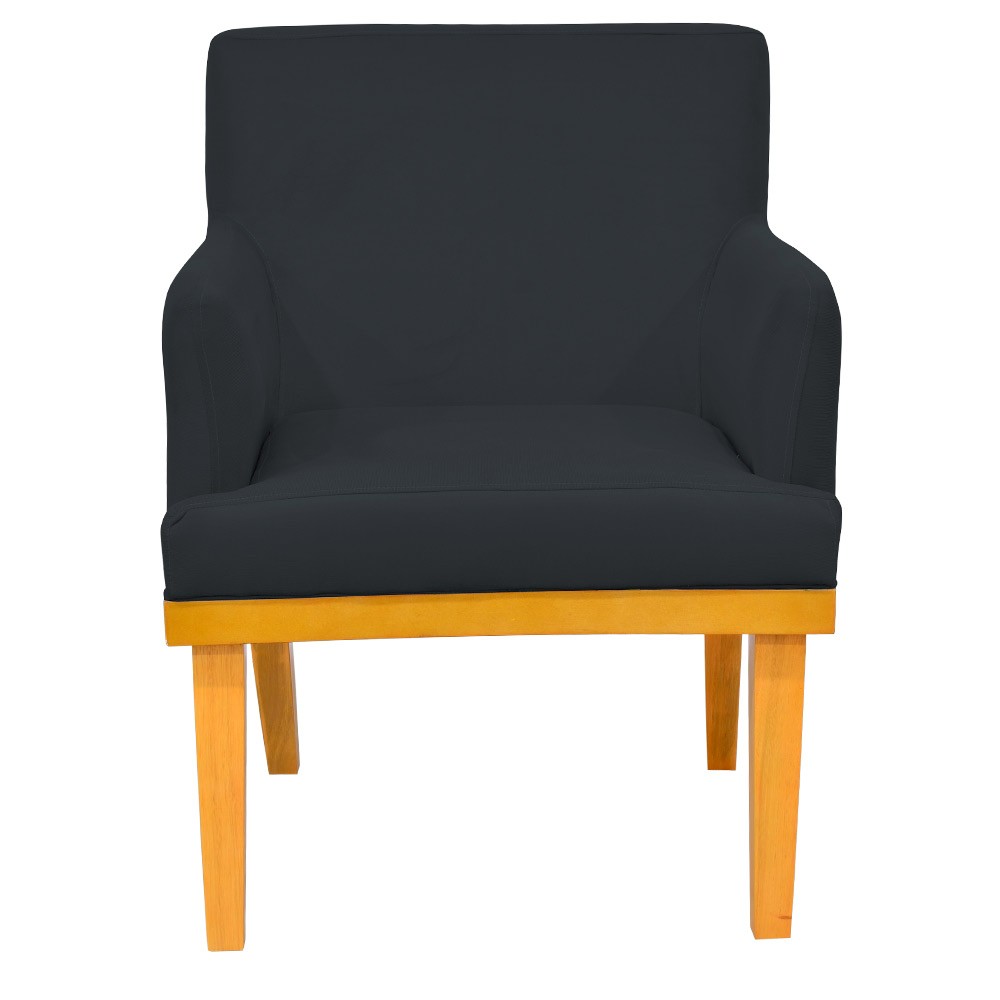 Kit 02 Poltronas Decorativas Para Sala de Estar Base Mel Beatriz W01 Suede Preto - Lyam Decor