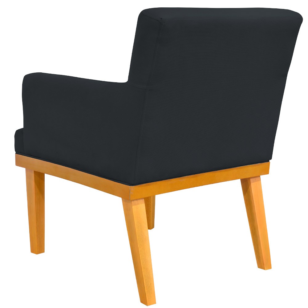 Kit 02 Poltronas Decorativas Para Sala de Estar Base Mel Beatriz W01 Suede Preto - Lyam Decor