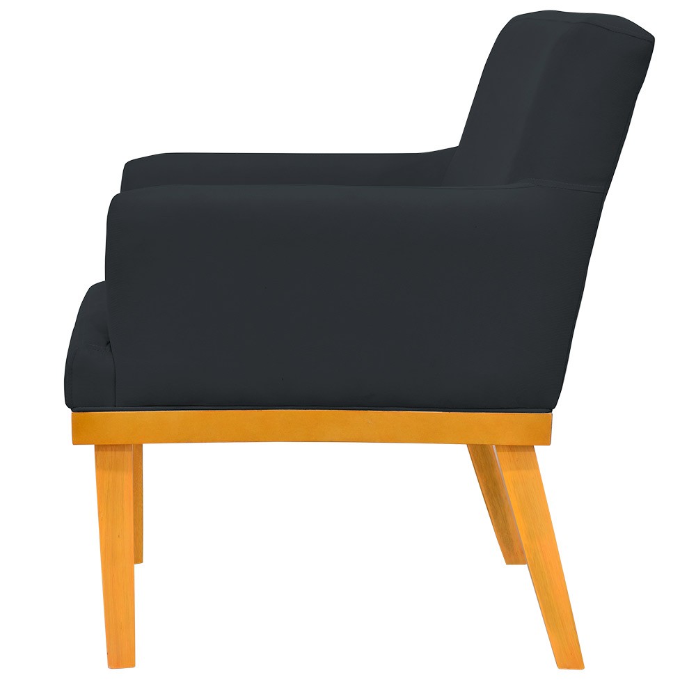 Kit 02 Poltronas Decorativas Para Sala de Estar Base Mel Beatriz W01 Suede Preto - Lyam Decor