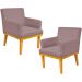 Kit 02 Poltronas Decorativas Para Sala de Estar Base Mel Beatriz W01 Suede Rosê - Lyam Decor