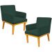 Kit 02 Poltronas Decorativas Para Sala de Estar Base Mel Beatriz W01 Suede Verde Musgo - Lyam Decor