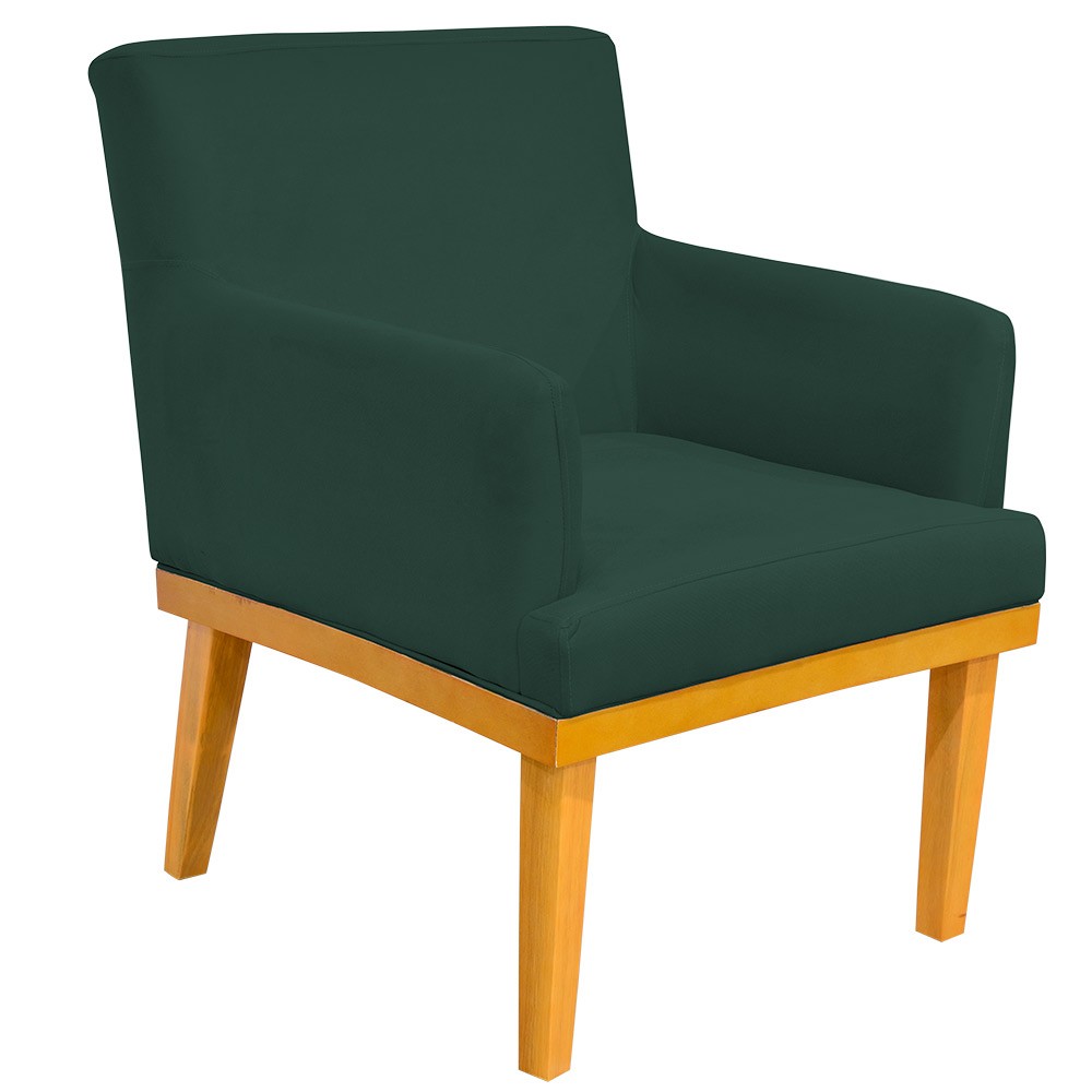 Kit 02 Poltronas Decorativas Para Sala de Estar Base Mel Beatriz W01 Suede Verde Musgo - Lyam Decor