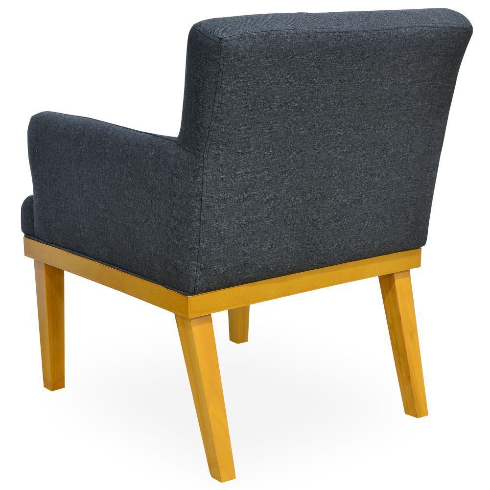 Kit 02 Poltronas Decorativas Para Sala de Estar Beatriz W01 Linho Chumbo - Lyam Decor