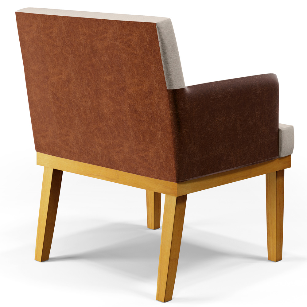 Kit 02 Poltronas Decorativas Para Sala de Estar Beatriz W01 Linho Cru Couríssimo Camel - Lyam Decor