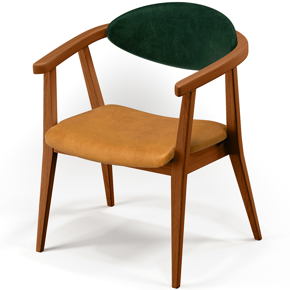 Kit 02 Poltronas Decorativas Para Sala de Estar Cecília L02 Couríssimo Verde Musgo Whisky - Lyam