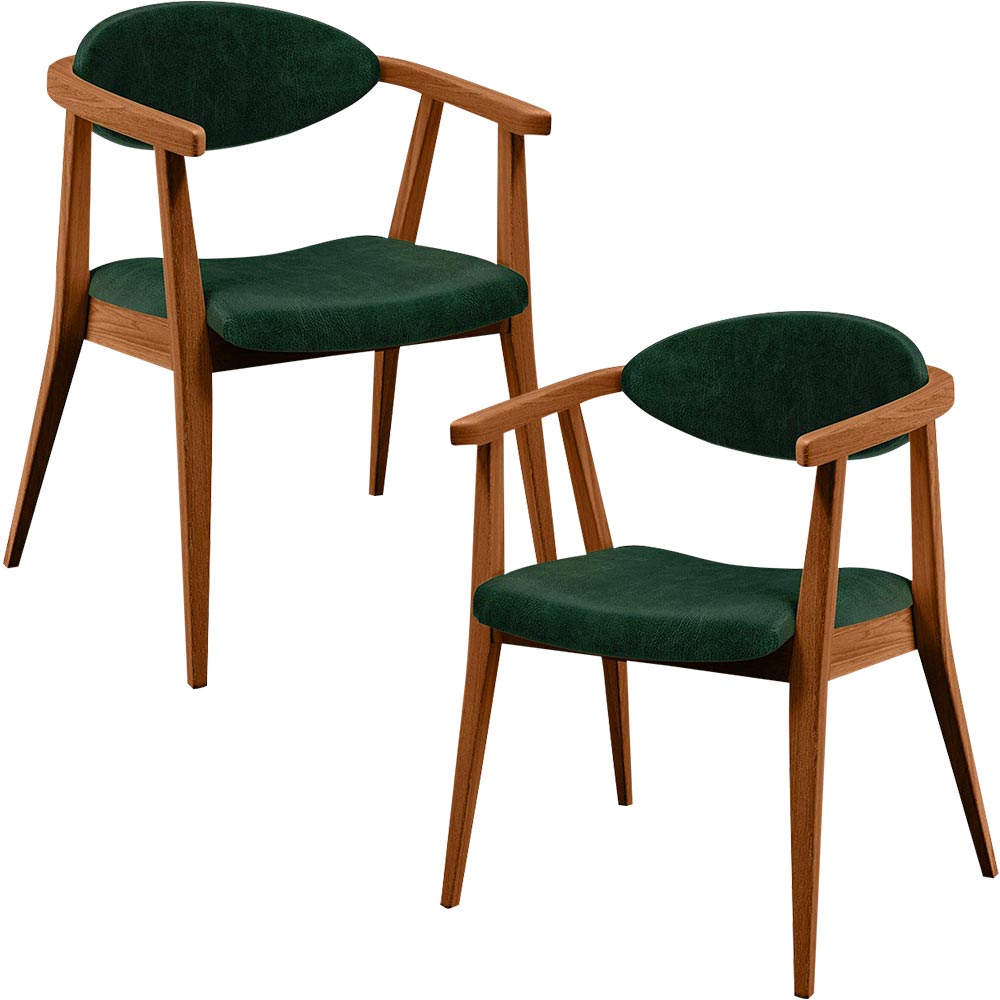 Kit 02 Poltronas Decorativas Para Sala de Estar Cecília L02 Facto Verde Musgo - Lyam Decor