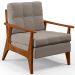 Kit 02 Poltronas Decorativas Para Sala de Estar Encosto Ripado Emília B04 Linho Bege - Lyam Decor