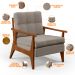 Kit 02 Poltronas Decorativas Para Sala de Estar Encosto Ripado Emília B04 Linho Bege - Lyam Decor