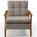 Kit 02 Poltronas Decorativas Para Sala de Estar Encosto Ripado Emília B04 Linho Bege - Lyam Decor