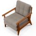 Kit 02 Poltronas Decorativas Para Sala de Estar Encosto Ripado Emília B04 Linho Bege - Lyam Decor