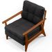 Kit 02 Poltronas Decorativas Para Sala de Estar Encosto Ripado Emília B04 Linho Chumbo - Lyam Decor