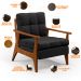 Kit 02 Poltronas Decorativas Para Sala de Estar Encosto Ripado Emília B04 Linho Chumbo - Lyam Decor