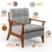 Kit 02 Poltronas Decorativas Para Sala de Estar Encosto Ripado Emília B04 Linho Cinza - Lyam Decor