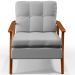 Kit 02 Poltronas Decorativas Para Sala de Estar Encosto Ripado Emília B04 Linho Cinza - Lyam Decor