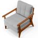 Kit 02 Poltronas Decorativas Para Sala de Estar Encosto Ripado Emília B04 Linho Cinza - Lyam Decor