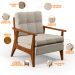Kit 02 Poltronas Decorativas Para Sala de Estar Encosto Ripado Emília B04 Linho Cru - Lyam Decor