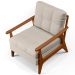 Kit 02 Poltronas Decorativas Para Sala de Estar Encosto Ripado Emília B04 Linho Cru - Lyam Decor
